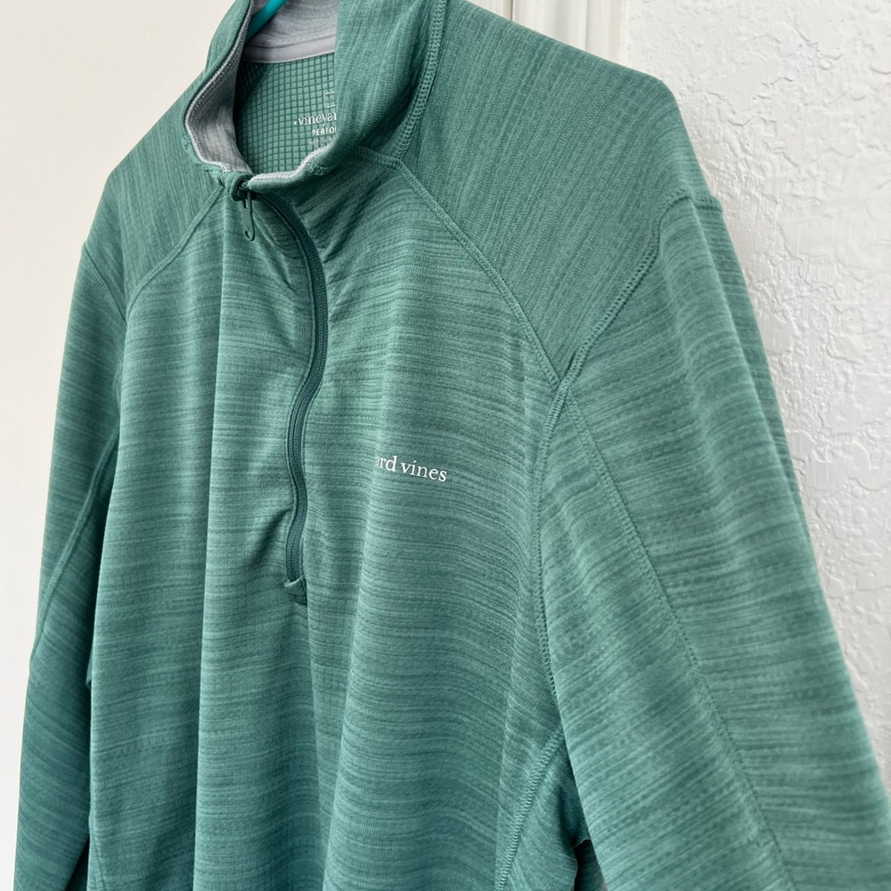 Vineyard Vines Men’s Performance Quarter-Zip Half-Zip Pullover | teal green | XL